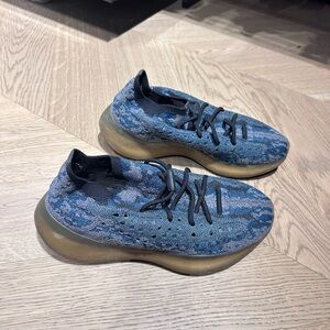 Yeezy Athletic Sneakers in Blue and Black with Gum Sole